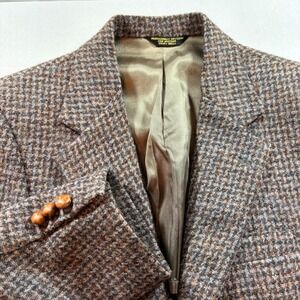 Eagle Clothes Harris Tweed Sport Coat Men 40R Brown Wool Blazer Handwoven Jacket